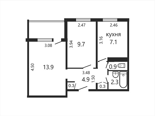 Продажа двухкомнатной квартиры, Минск, Руссиянова ул., 27, к. 1