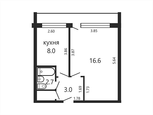 Продажа однокомнатной квартиры, Минск, Гамарника ул., 15