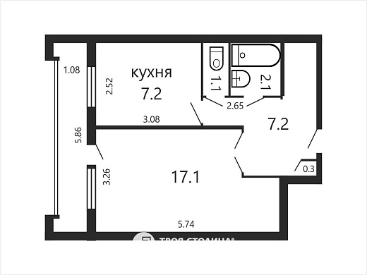 Продажа однокомнатной квартиры, Минск, Рафиева ул., 93, к. 1