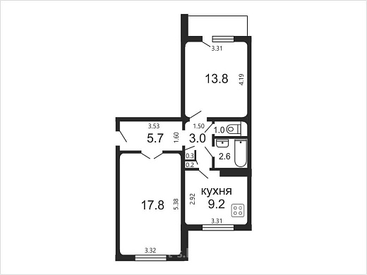 Продажа двухкомнатной квартиры, Минск, Авиации ул., 9