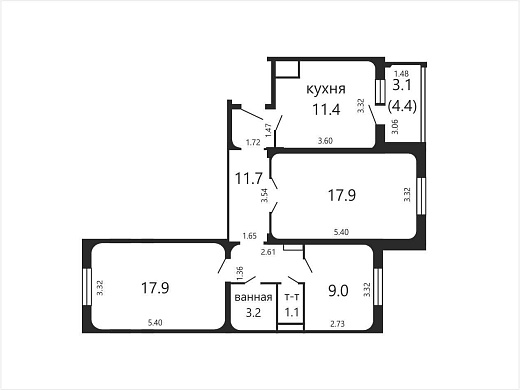 Продажа трехкомнатной квартиры, Минск, Скрипникова ул., 44