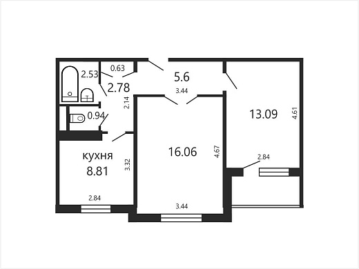 Продажа двухкомнатной квартиры, Минск, Плеханова ул., 32, к. 1