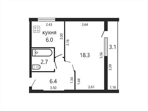 Продажа однокомнатной квартиры, Минск, Кольцова ул., 4, к. 2