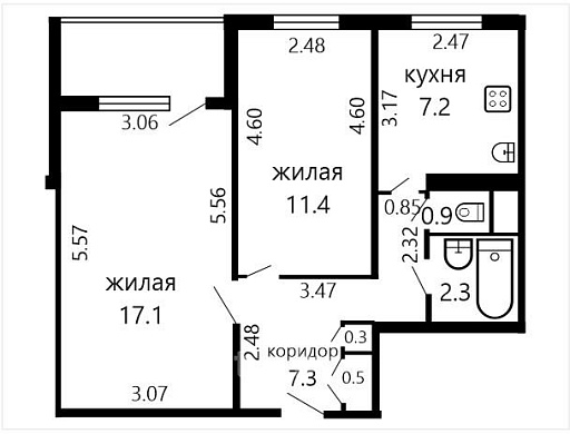 Продажа двухкомнатной квартиры, Минск, Гинтовта ул., 4