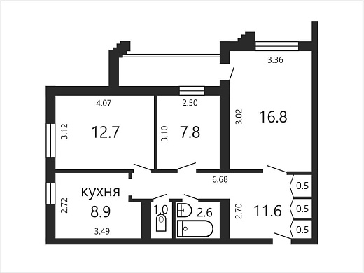 Продажа трехкомнатной квартиры, Минск, Герасименко ул., 12