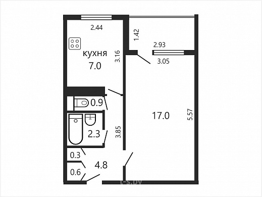 Продажа однокомнатной квартиры, Минск, Есенина ул., 131