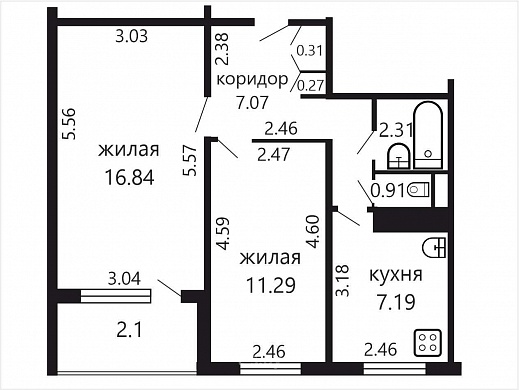 Продажа двухкомнатной квартиры, Минск, Звязда газеты просп., 10, к. 1