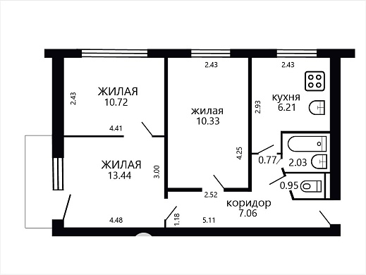 Продажа трехкомнатной квартиры, Минск, Лынькова ул., 79