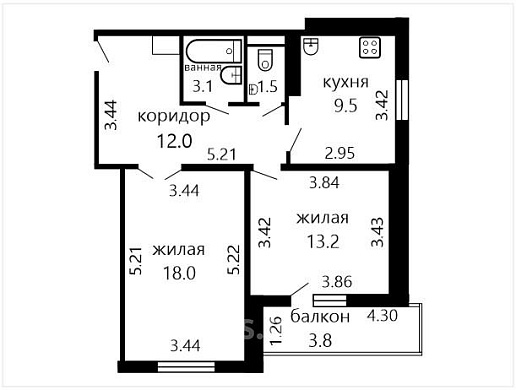 Продажа двухкомнатной квартиры, Минск, Гедройца ул., 10 - фото 1 