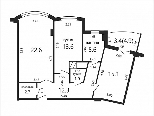 Продажа двухкомнатной квартиры, Минск, Дзержинского просп., 123