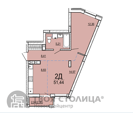 Продажа двухкомнатной квартиры, Минск, Нововиленская ул., 9, к. 2