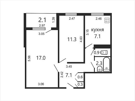 Продажа двухкомнатной квартиры, Минск, Багратиона 2-й пер., 19