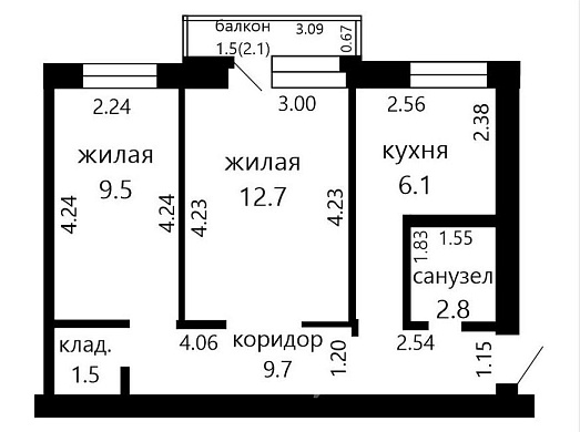 Продажа двухкомнатной квартиры, Минск, Брилевская ул., 7