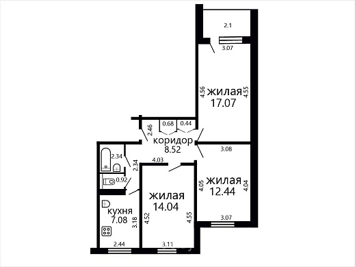 Продажа трехкомнатной квартиры, Минск, Космонавтов ул., 23, к. 1