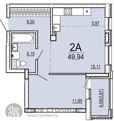 Продажа двухкомнатной квартиры, Минск, Нововиленская ул., 9, к. 1