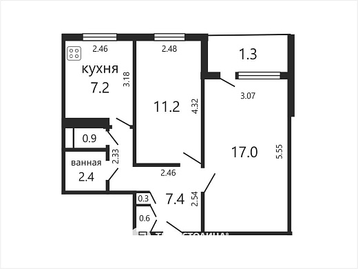 Продажа двухкомнатной квартиры, Минск, Орловская ул., 86, к. 1