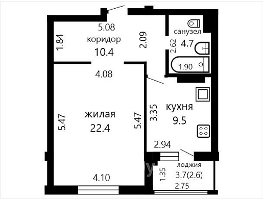 Продажа однокомнатной квартиры, Минск, Томская ул., 65, к. 2