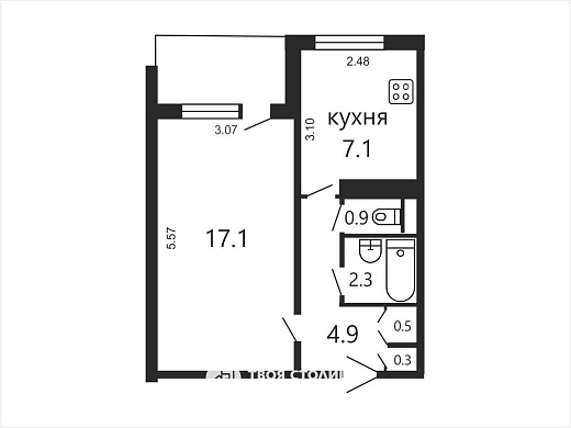 Продажа однокомнатной квартиры, Минск, Плеханова ул., 59