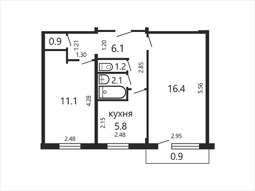 Продажа двухкомнатной квартиры, Минск, Одоевского ул., 35