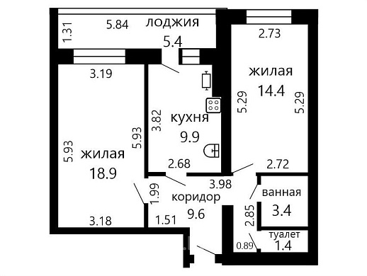 Продажа двухкомнатной квартиры, Слобода, Машерова ул., 1 - фото 1 