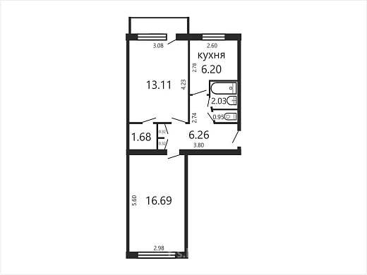 Продажа двухкомнатной квартиры, Минск, Козыревская ул., 35, к. 1