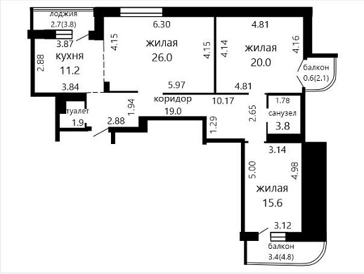 Продажа трехкомнатной квартиры, Минск, Победителей просп., 119