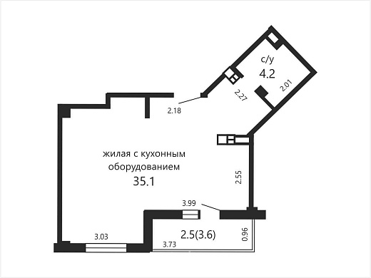 Продажа однокомнатной квартиры, Минск, Железнодорожная ул., 44