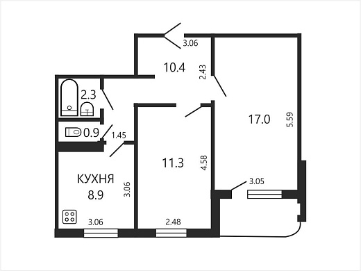 Продажа двухкомнатной квартиры, Минск, Игуменский тракт, 47