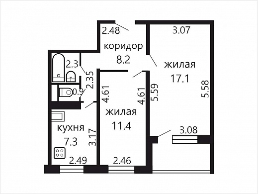 Продажа двухкомнатной квартиры, Минск, Горецкого ул., 17