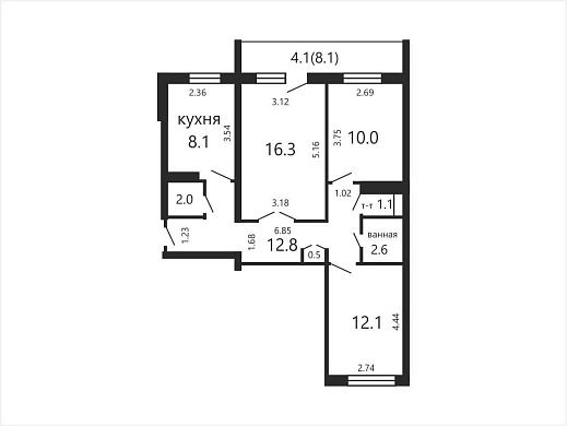 Продажа трехкомнатной квартиры, Минск, Казинца ул., 121