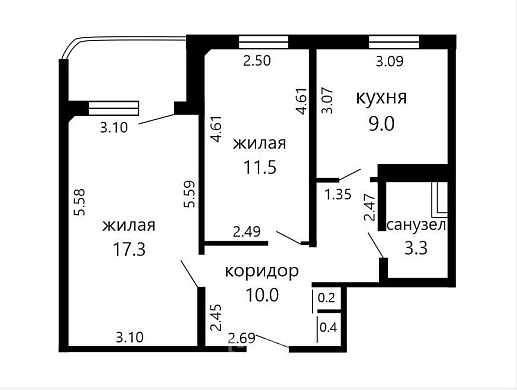 Продажа двухкомнатной квартиры, Минск, Жуковского ул., 29