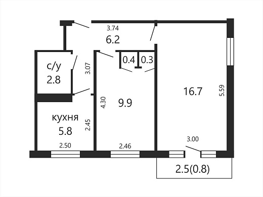 Продажа двухкомнатной квартиры, Минск, Народная ул., 41