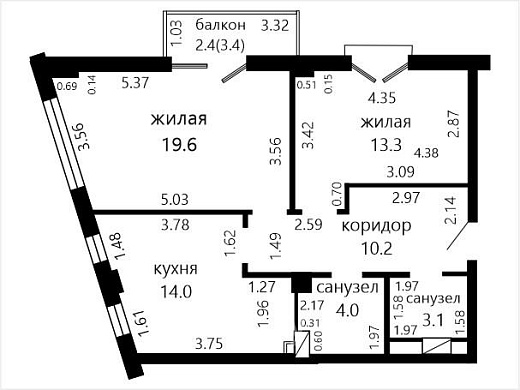 Продажа двухкомнатной квартиры, Минск, Быховская ул., 10