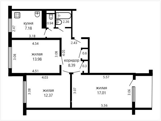 Продажа трехкомнатной квартиры, Минск, Асаналиева ул., 9