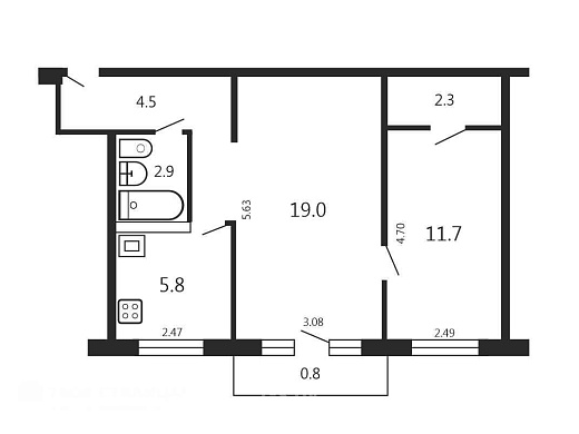 Продажа двухкомнатной квартиры, Минск, Берута ул., 22, к. 3 - фото 1 