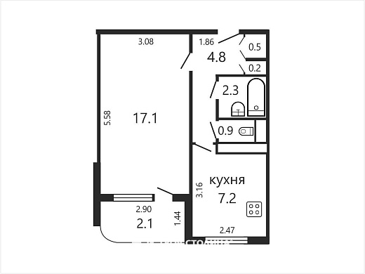 Продажа однокомнатной квартиры, Минск, Есенина ул., 139