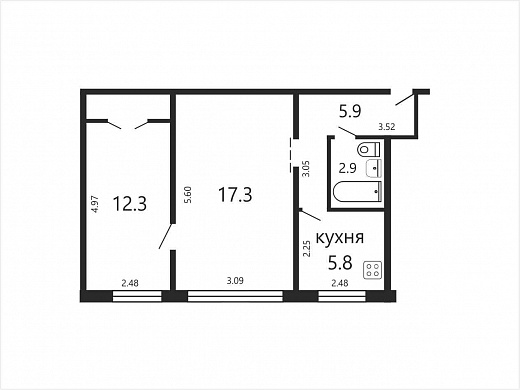 Продажа двухкомнатной квартиры, Минск, Пушкина просп., 22