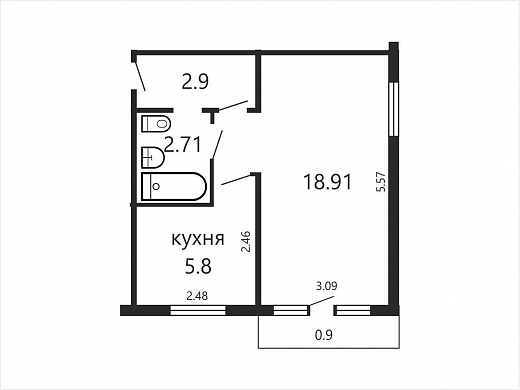 Продажа однокомнатной квартиры, Минск, Коласа ул., 50, к. 2