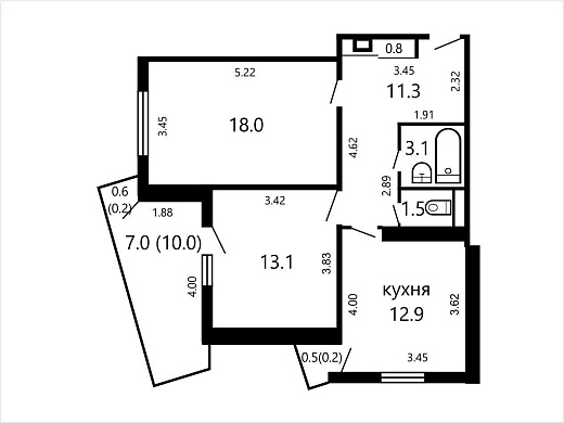 Продажа двухкомнатной квартиры, Минск, Скорины ул., 41, к. А