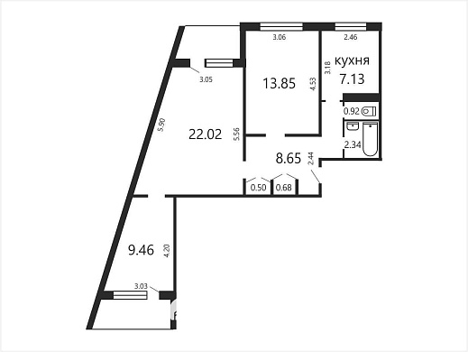 Продажа трехкомнатной квартиры, Минск, Карбышева ул., 9