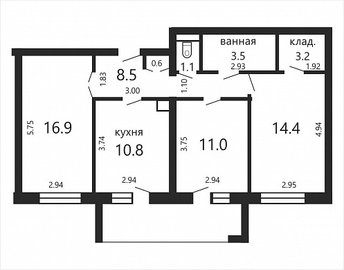 Продажа трехкомнатной квартиры, Минск, Ольшевского ул., 1, к. 2