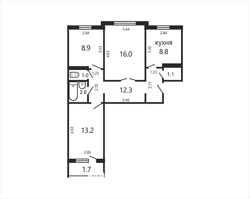 Продажа трехкомнатной квартиры, Минск, Рафиева ул., 85