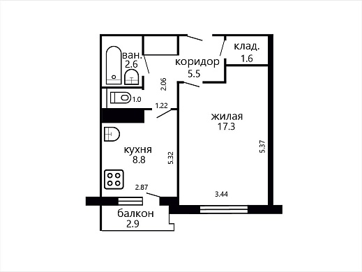 Продажа однокомнатной квартиры, Минск, Якубова ул., 48, к. 2