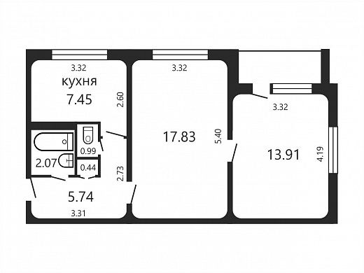 Продажа двухкомнатной квартиры, Минск, Бельского ул., 49