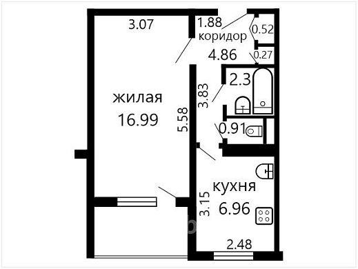 Продажа однокомнатной квартиры, Минск, Нестерова ул., 72