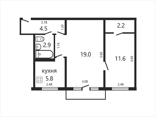 Продажа двухкомнатной квартиры, Минск, Калиновского ул., 15