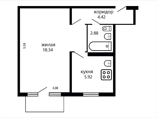 Продажа однокомнатной квартиры, Минск, Народная ул., 19, к. 1