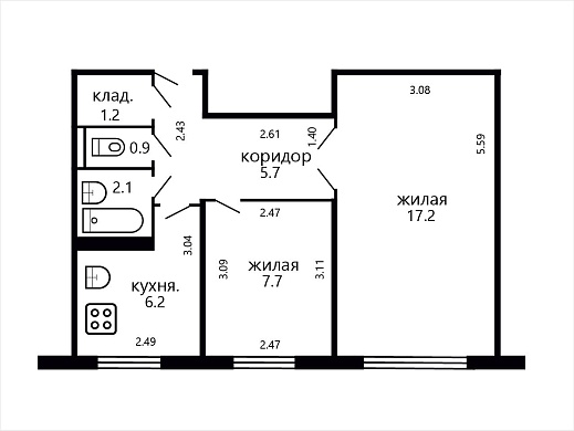 Продажа двухкомнатной квартиры, Минск, Калиновского ул., 57, к. 1