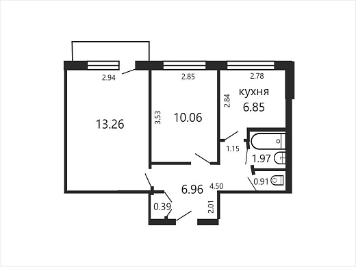 Продажа двухкомнатной квартиры, Минск, Кабушкина пер., 13