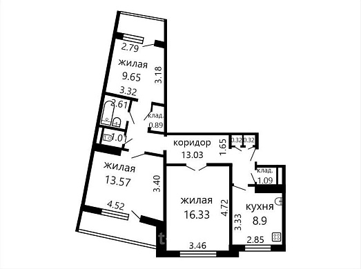 Продажа трехкомнатной квартиры, Минск, Рокоссовского просп., 4, к. 1